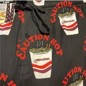 NWT Maruchan Ramen Lounge Pants 2XL Black PJ Sleep Pajama Gift Cozy Graphic